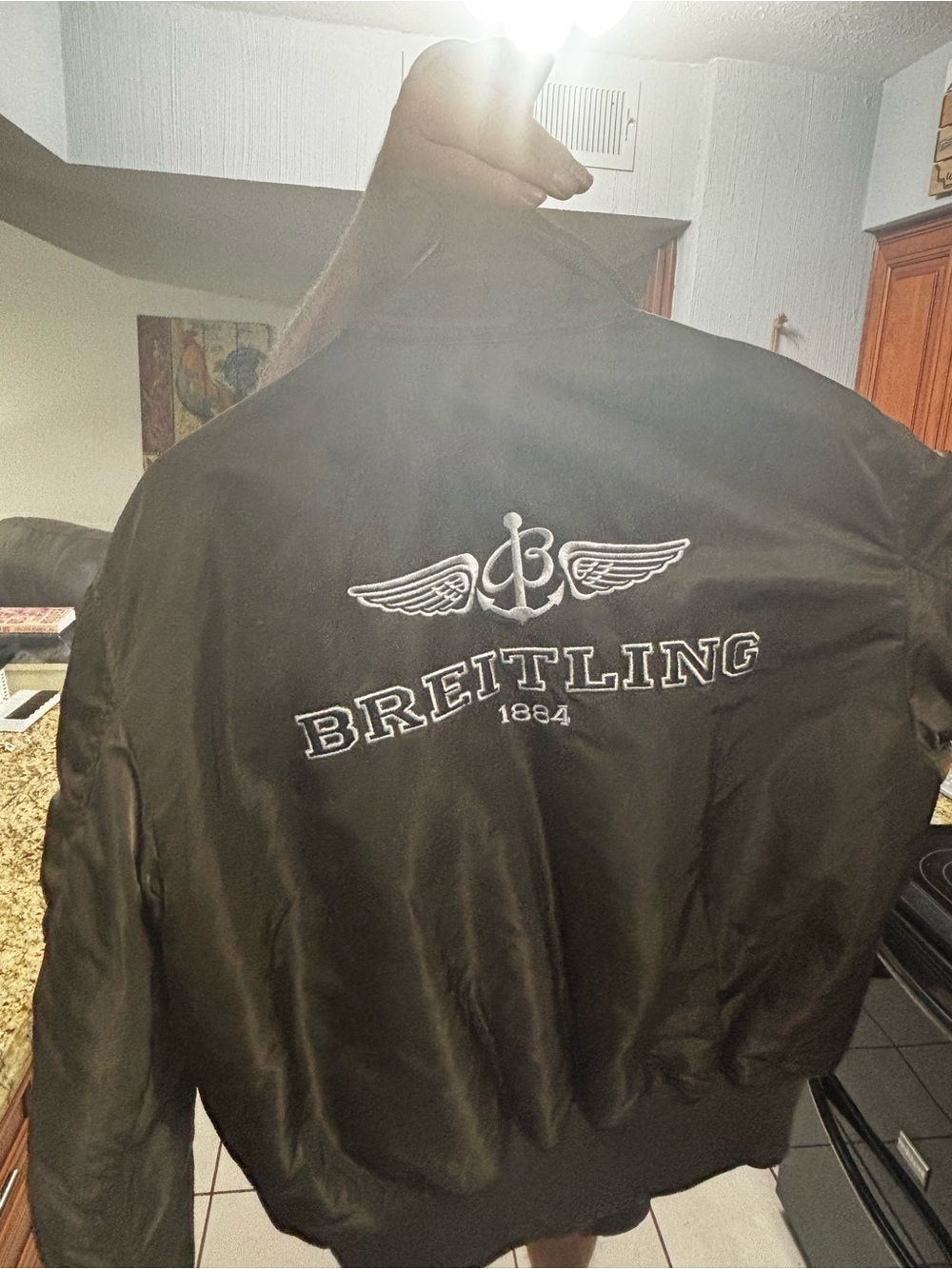 Breitling Black Bomber Jacket with White Logo